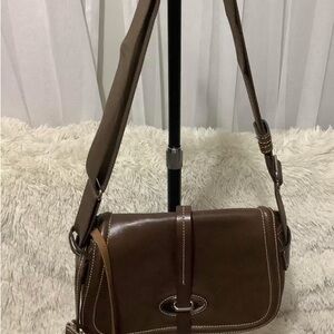 Dooney & Bourke Brown Leather Saddle Shoulder Bag